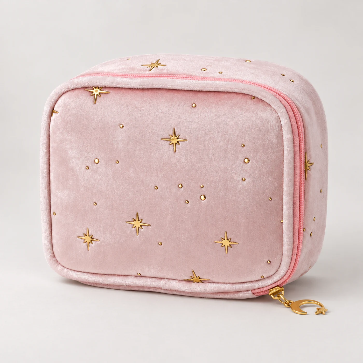 Star-Pattern Plush Cosmetic Pouch — product view