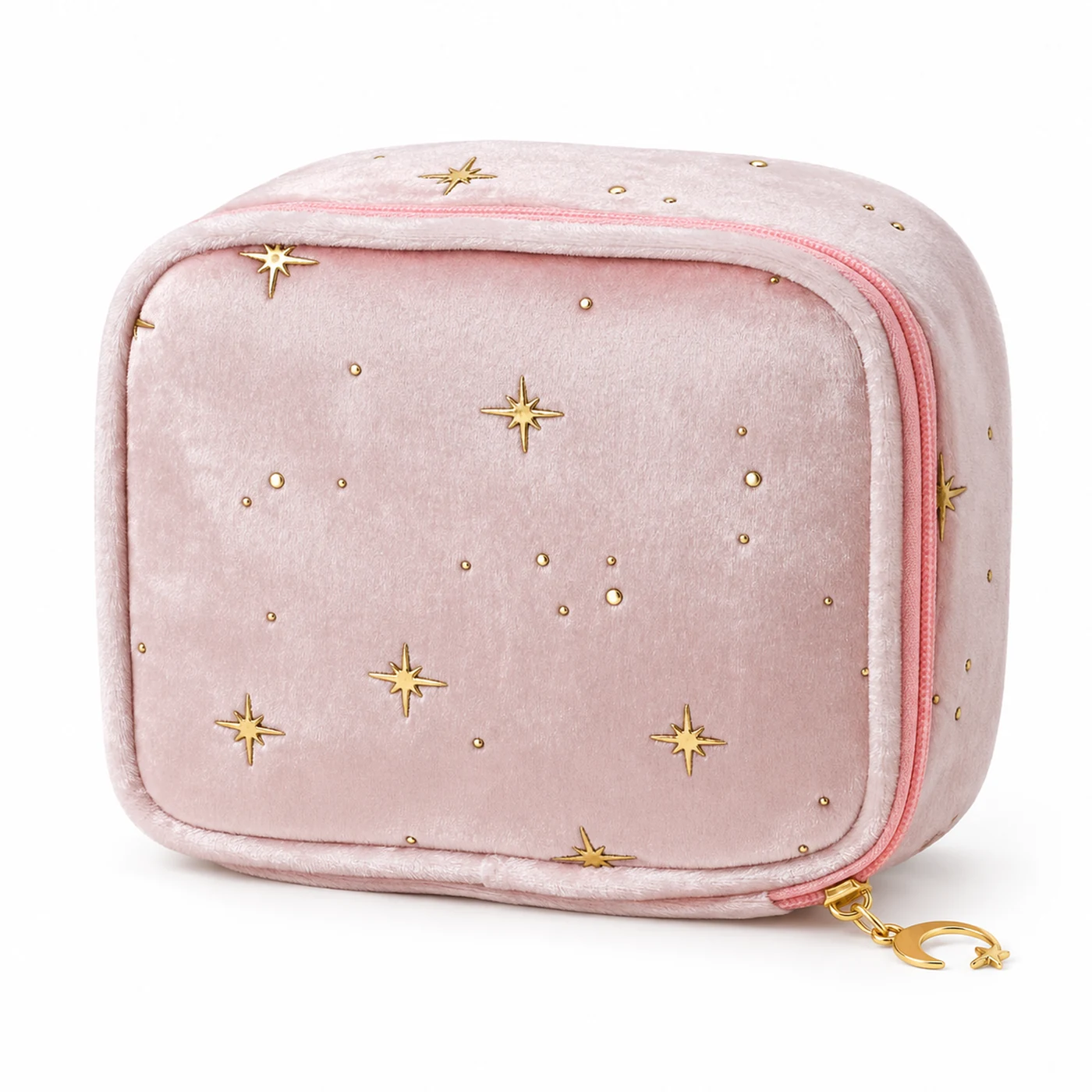Star-Pattern Plush Cosmetic Pouch — product view