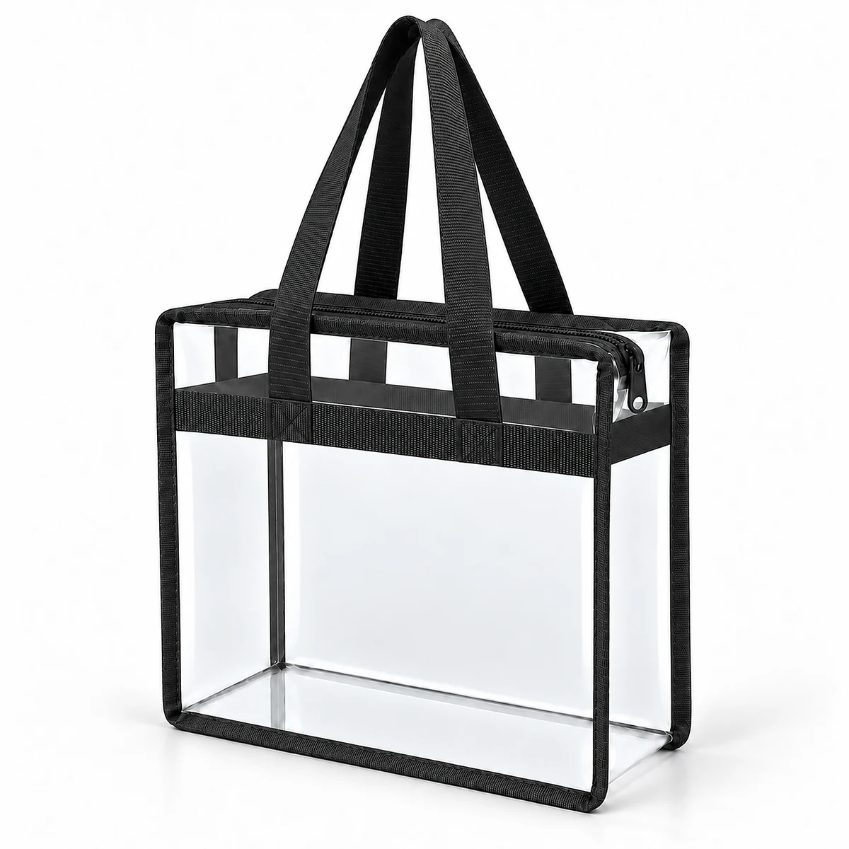 Clear Zip-Top Tote with Webbing Handles