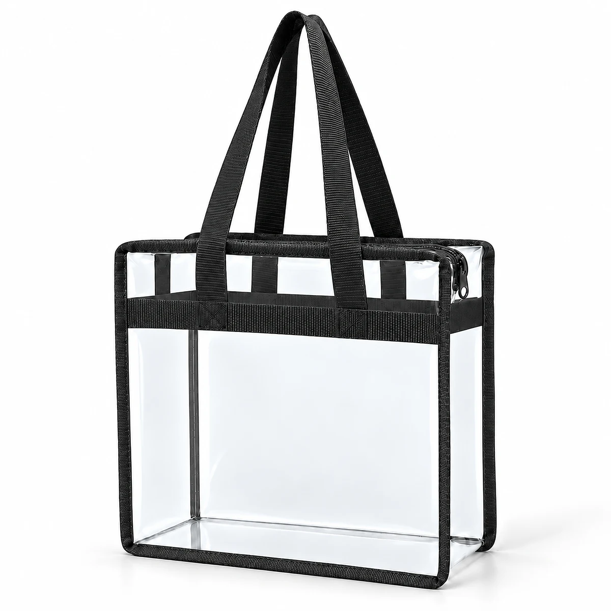 Clear Zip-Top Tote with Webbing Handles — product view