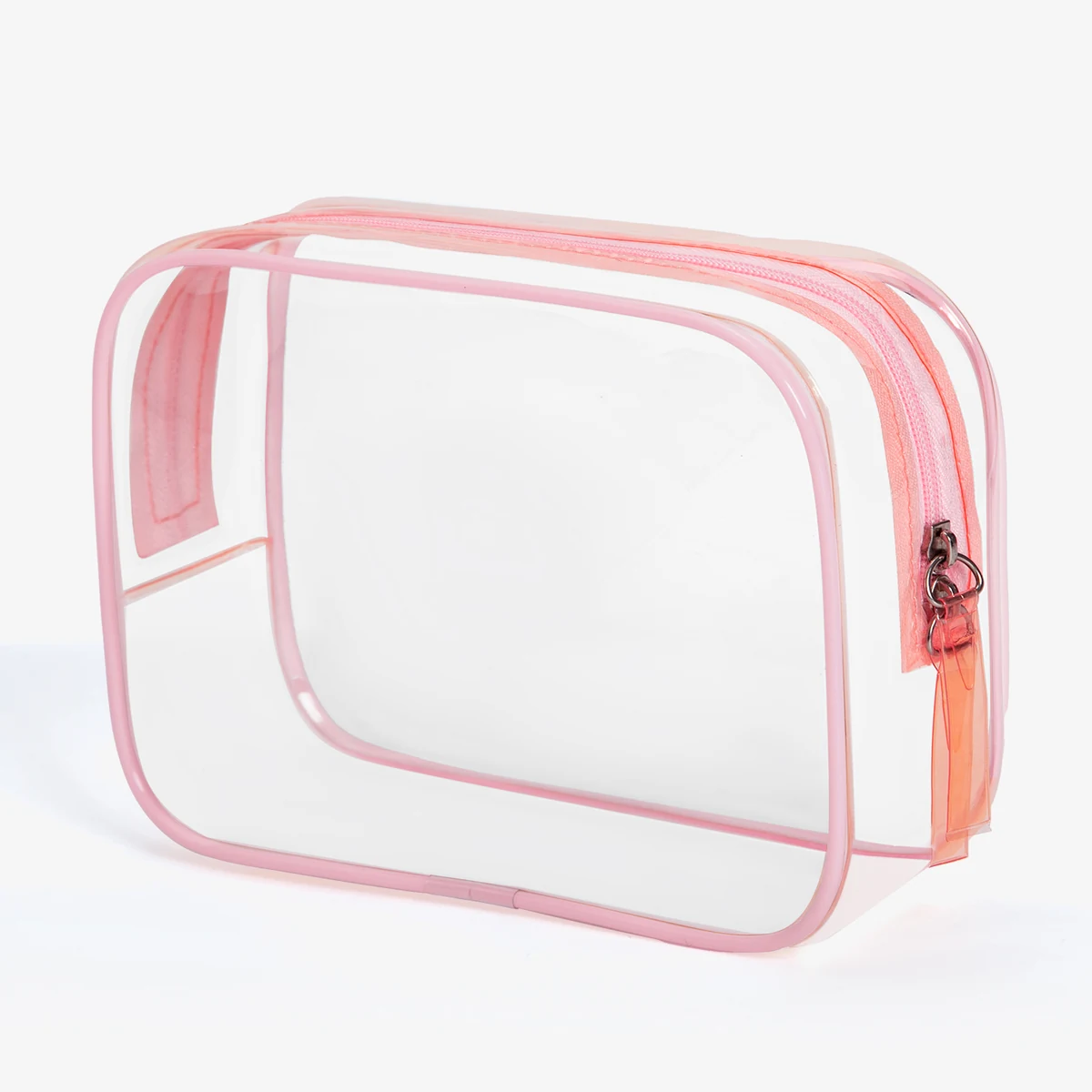 Clear Zipper Cosmetic Pouch with Contrast Trim