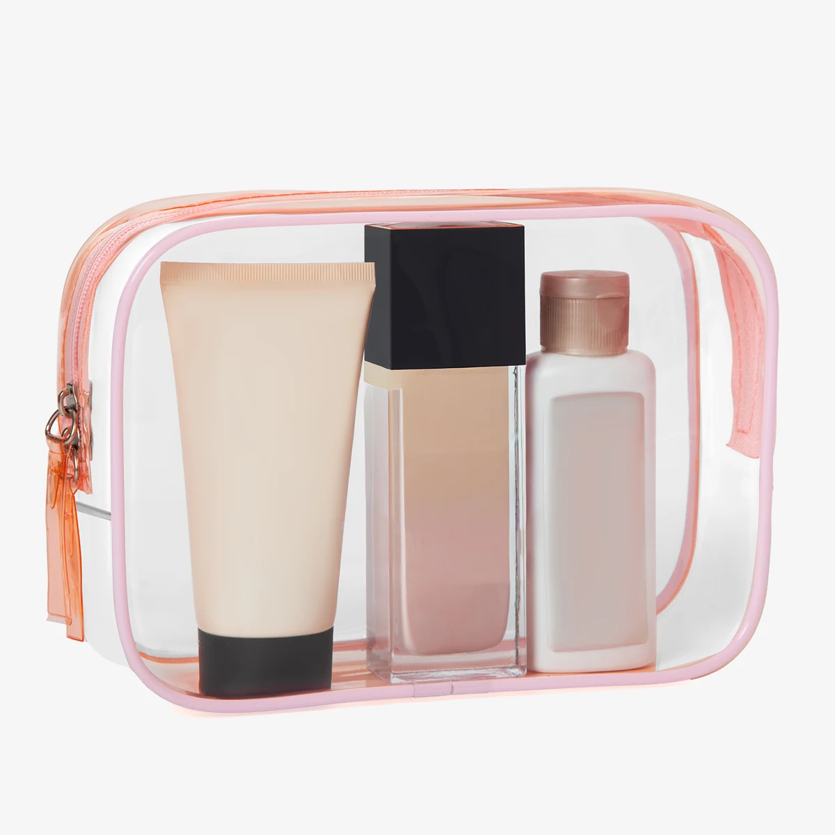 Clear Zipper Cosmetic Pouch with Contrast Trim — product view