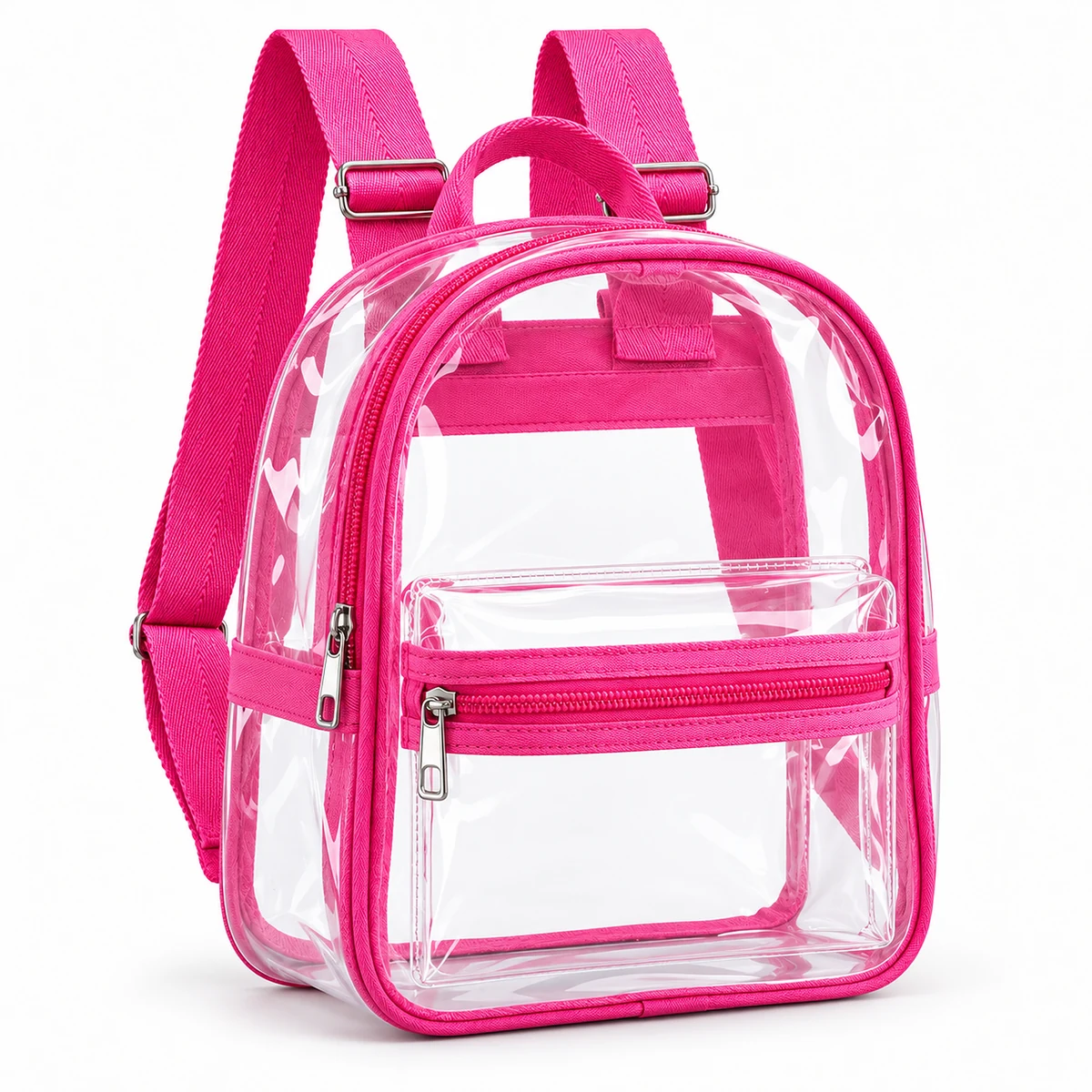 Compact Clear Backpack with Front Zip Pocket