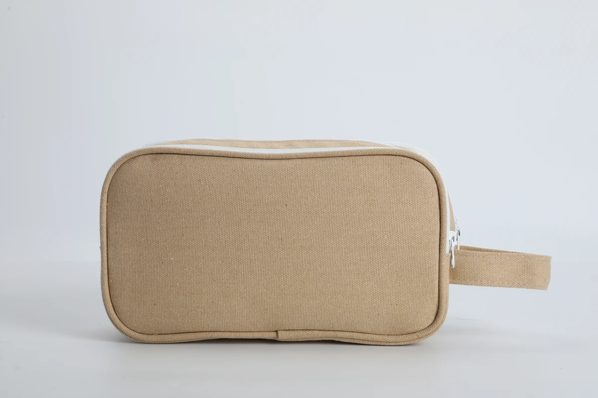 Double-Compartment Canvas Cosmetic Case
