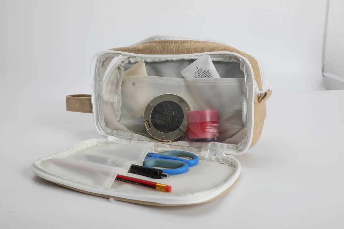 Double-Compartment Canvas Cosmetic Case — product view
