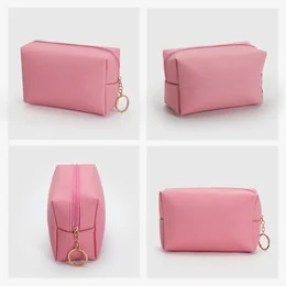 Soft Rectangular Cosmetic Pouch with Ring Pull — product view