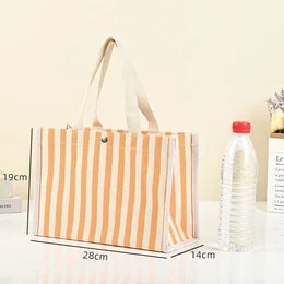 Vertical-Stripe Canvas Carry Tote — product view